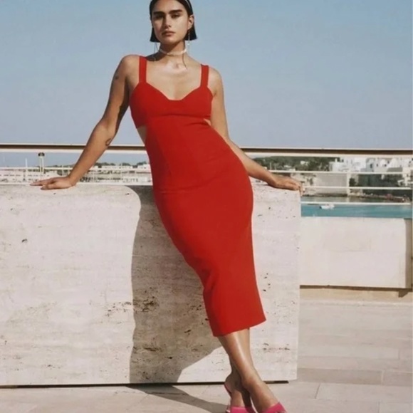 NWT, Zara red cutout dress, L - Picture 3 of 3